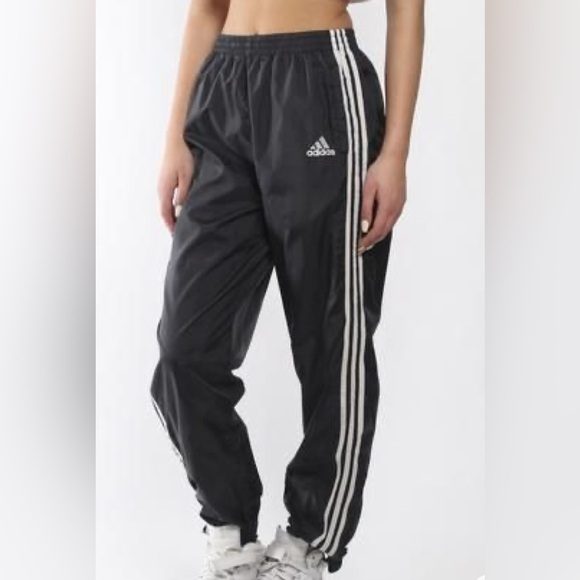 Vintage Adidas Black Track Pants with White Stripes - Picture 1 of 7